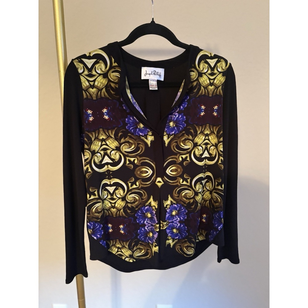 Joseph Ribkoff Women's Art To Wear Top Black Size 6 Whimsigoth Artsy Maximalist